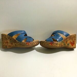 b.ø.c. Børn Concept leather upper floral cork wedge sandals
